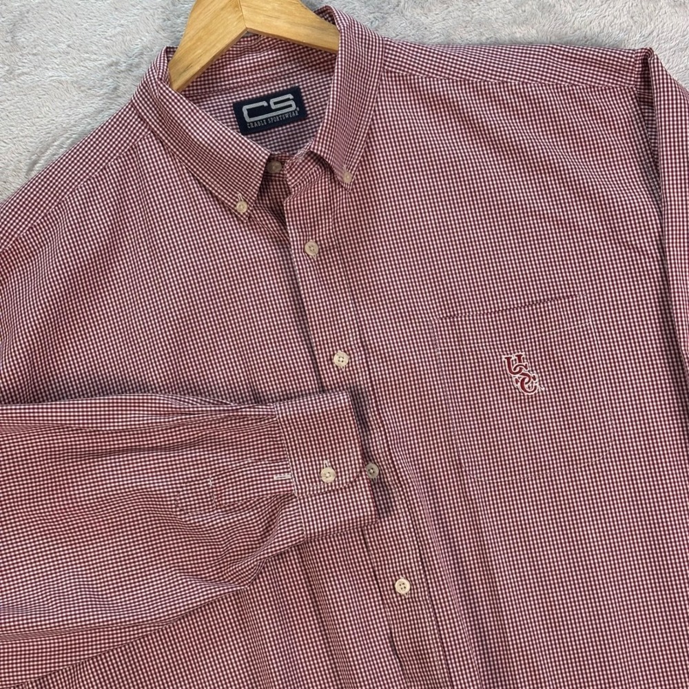 Crable‎ Sportswear Men's USC Gingham Button Down Shirt Red XXL